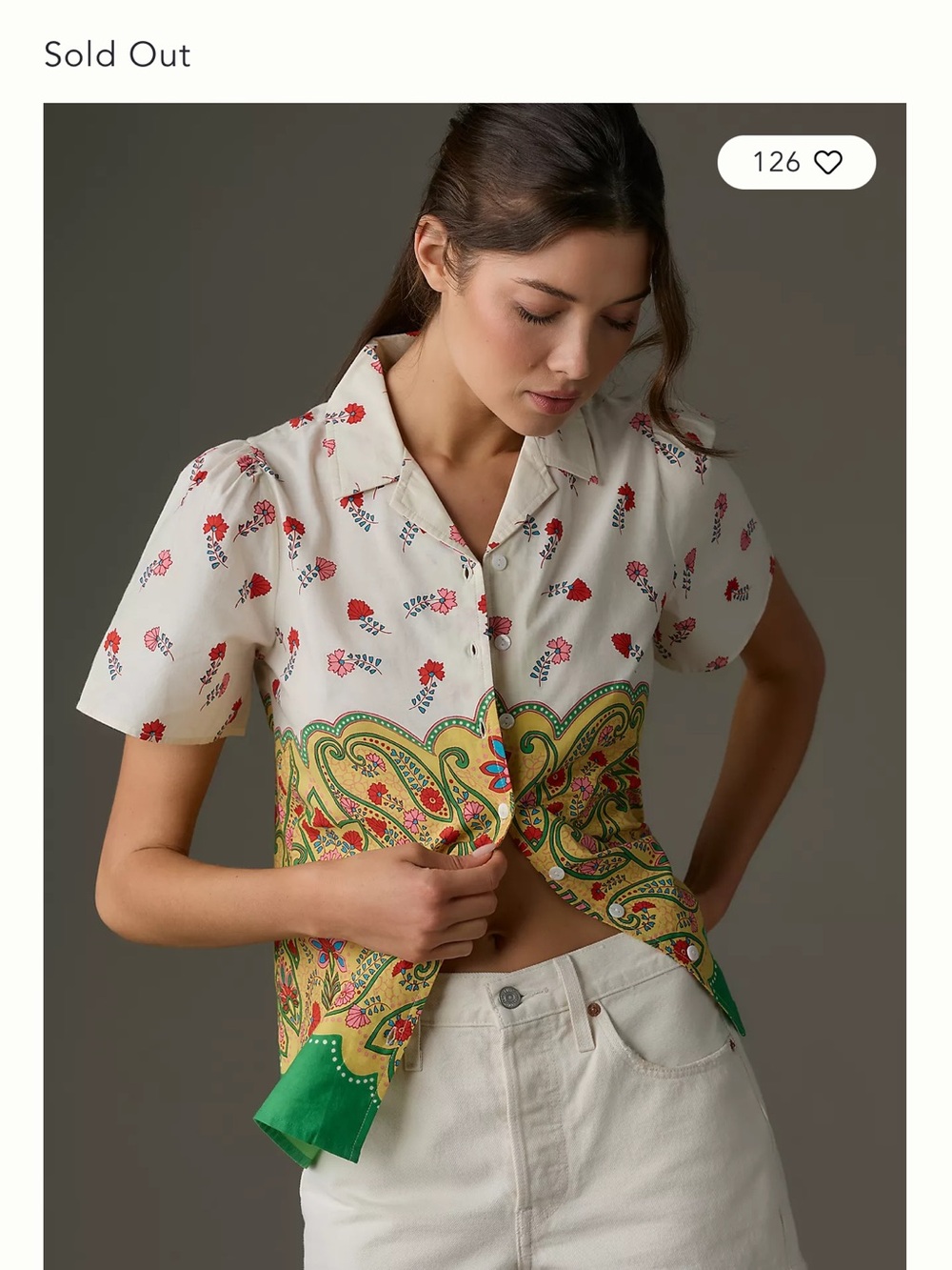 Benjanan - s - women’s  Cream Short-Sleeve Button Shirt